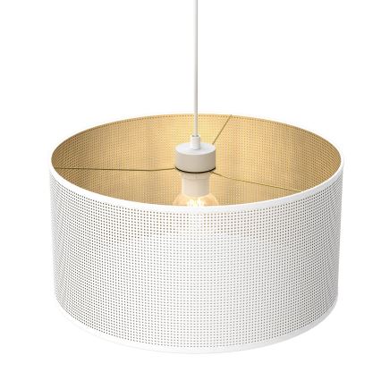 Ljuskrona med upphängningsrem LOFT SHADE 1xE27/60W/230V diameter 40 cm vit/gyllene