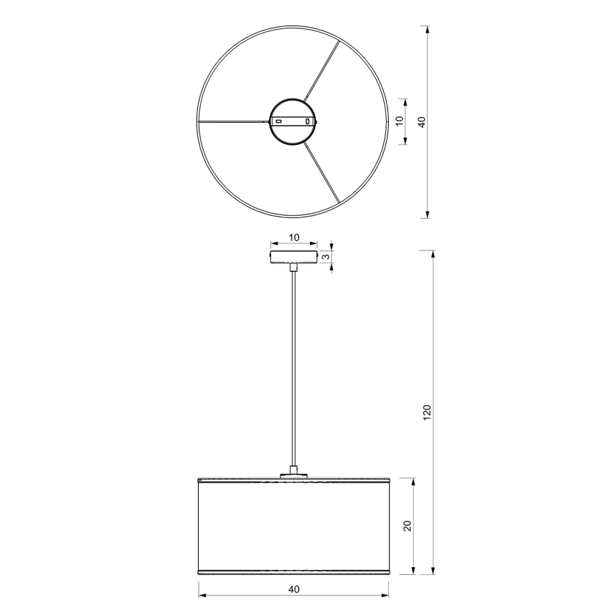Ljuskrona med upphängningsrem LOFT SHADE 1xE27/60W/230V diameter 40 cm vit/gyllene