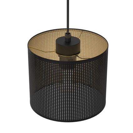 Ljuskrona med upphängningsrem LOFT SHADE 3xE27/60W/230V svart/gyllene