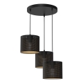 Ljuskrona med upphängningsrem LOFT SHADE 3xE27/60W/230V svart/gyllene