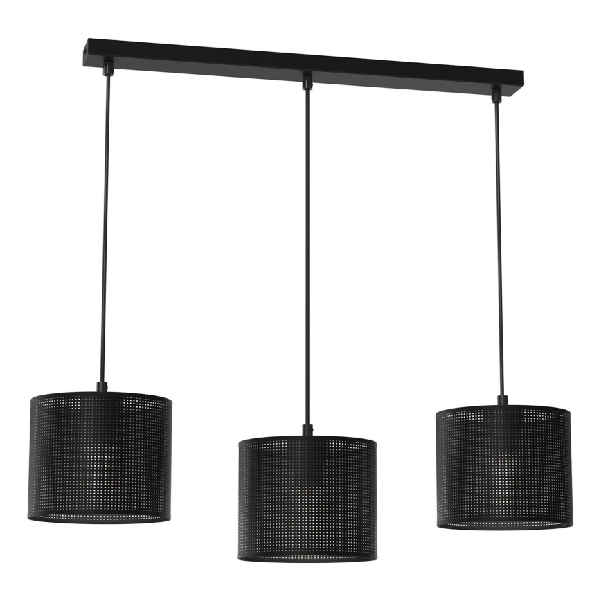 Ljuskrona med upphängningsrem LOFT SHADE 3xE27/60W/230V svart
