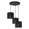 Ljuskrona med upphängningsrem LOFT SHADE 3xE27/60W/230V svart