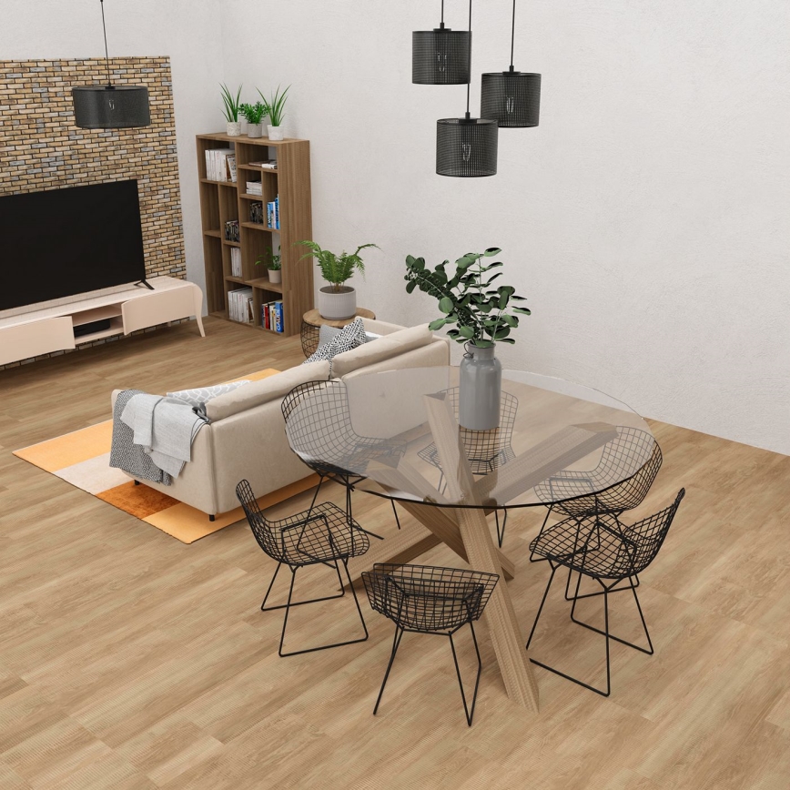Ljuskrona med upphängningsrem LOFT SHADE 3xE27/60W/230V svart