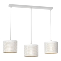 Ljuskrona med upphängningsrem LOFT SHADE 3xE27/60W/230V vit/gyllene