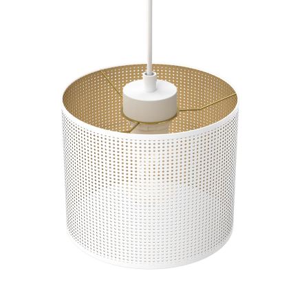Ljuskrona med upphängningsrem LOFT SHADE 3xE27/60W/230V vit/gyllene