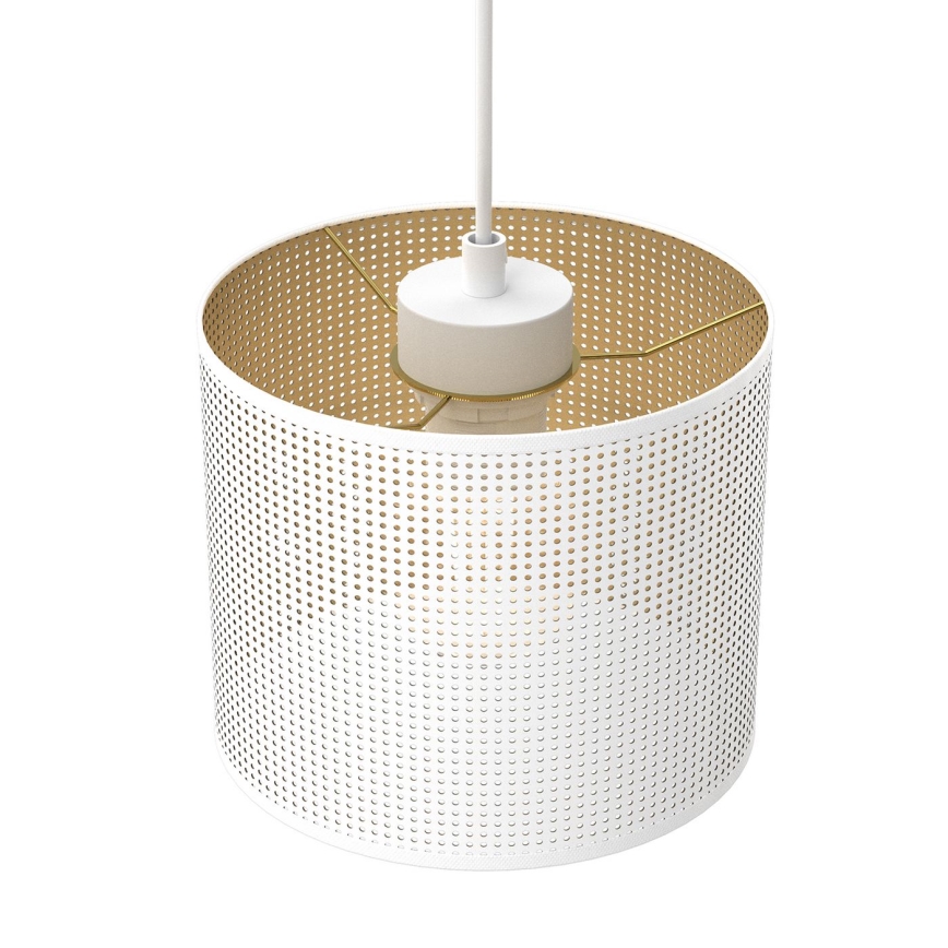 Ljuskrona med upphängningsrem LOFT SHADE 3xE27/60W/230V vit/gyllene