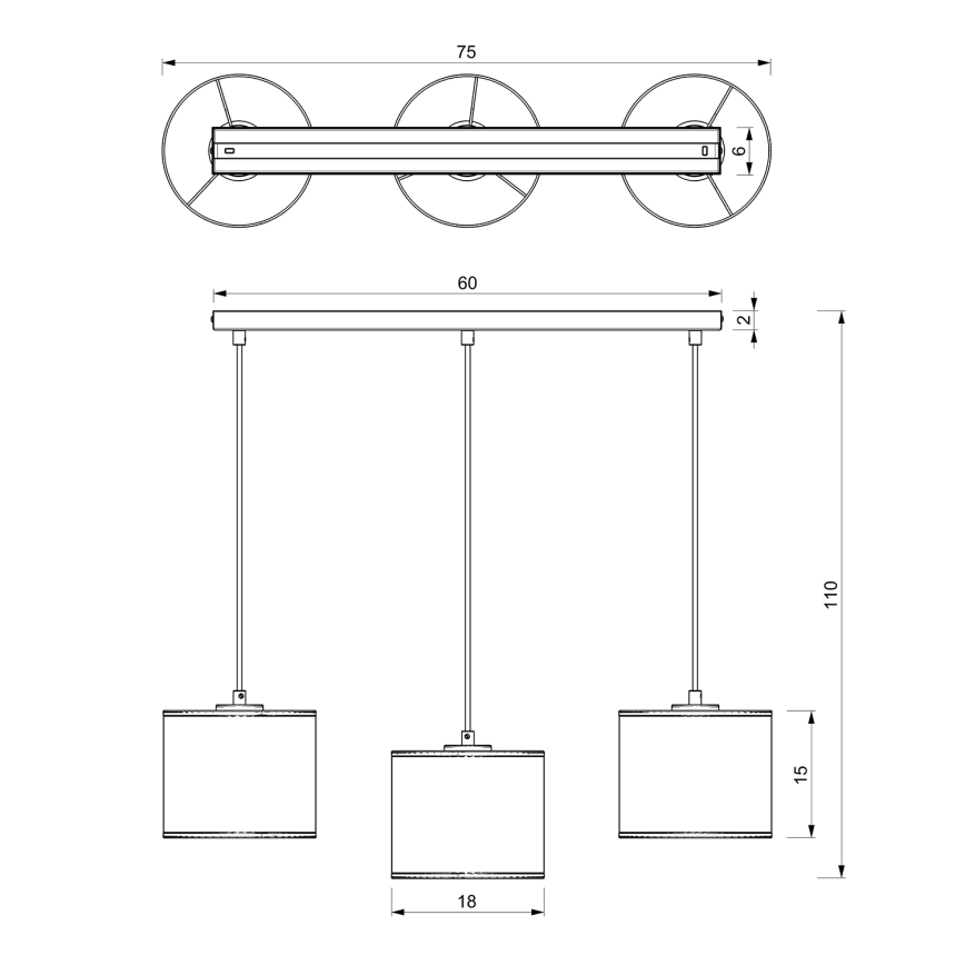 Ljuskrona med upphängningsrem LOFT SHADE 3xE27/60W/230V vit/gyllene