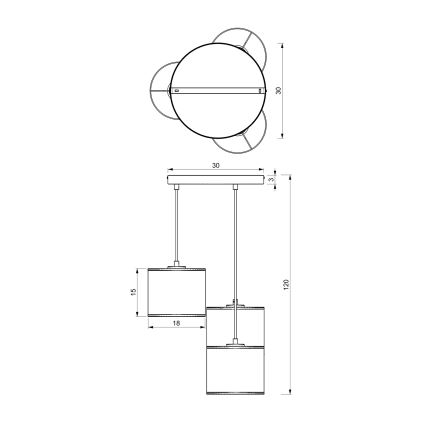 Ljuskrona med upphängningsrem LOFT SHADE 3xE27/60W/230V vit/gyllene
