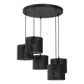 Ljuskrona med upphängningsrem LOFT SHADE 5xE27/60W/230V svart