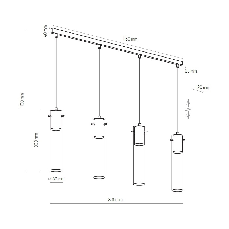 Ljusskrona med upphängningsrem  LOOK GRAPHITE 4xGU10/10W/230V