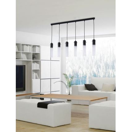 Ljusskrona med upphängningsrem  LOOK GRAPHITE 6xGU10/10W/230V