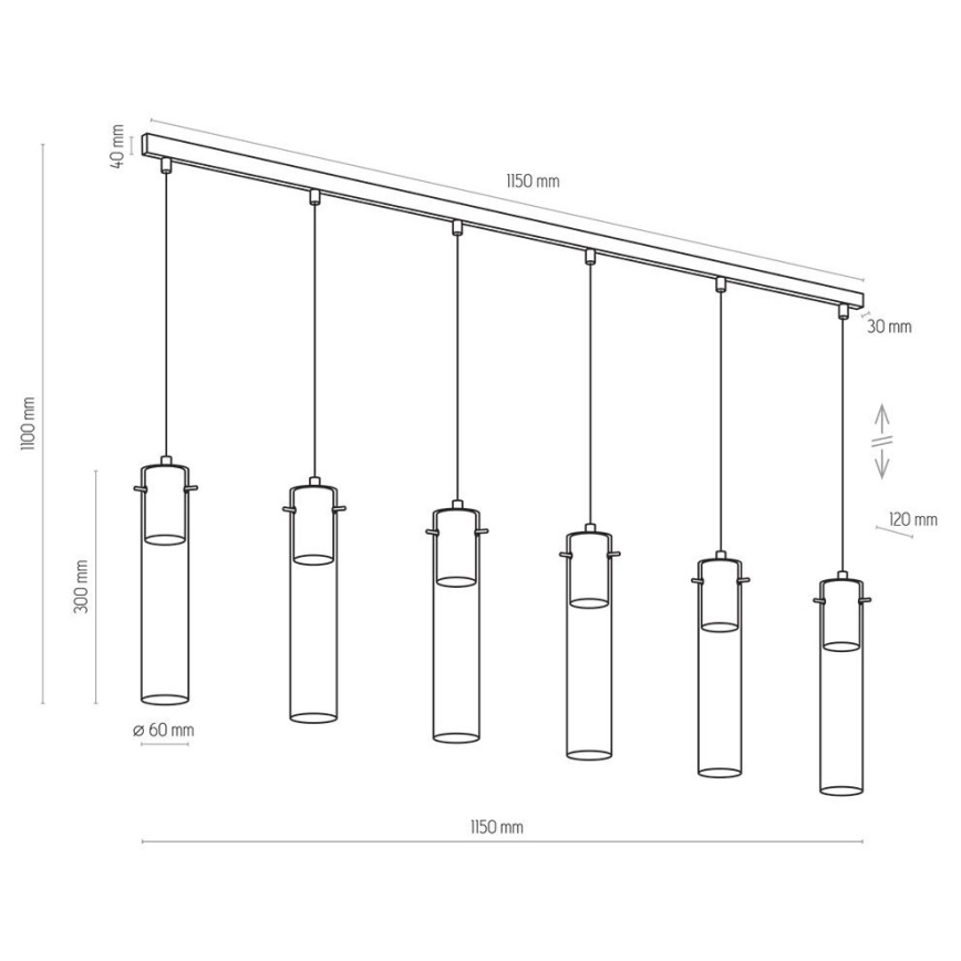 Ljusskrona med upphängningsrem  LOOK GRAPHITE 6xGU10/10W/230V