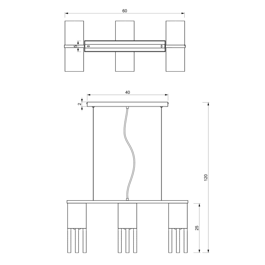Ljuskrona med upphängningsrem MALM 3xE27/60W/230V