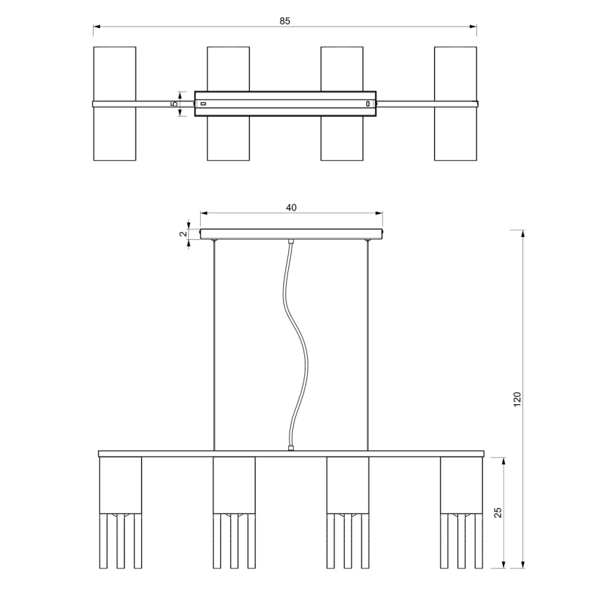Ljuskrona med upphängningsrem MALM 4xE27/60W/230V