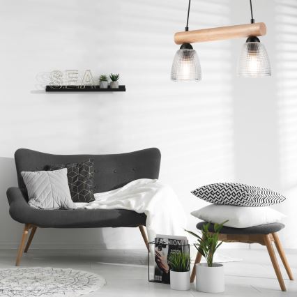 Ljusskrona med upphängningsrem  MARGIT 2xE27/60W/230V bok