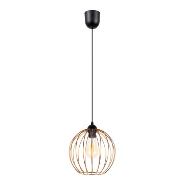 Ljuskrona med upphängningsrem MATT 1xE27/60W/230V svart/koppar