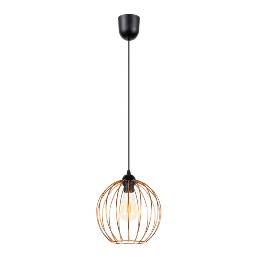 Ljuskrona med upphängningsrem MATT 1xE27/60W/230V svart/koppar