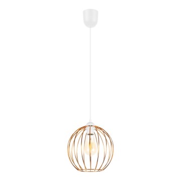 Ljuskrona med upphängningsrem MATT 1xE27/60W/230V vit/koppar