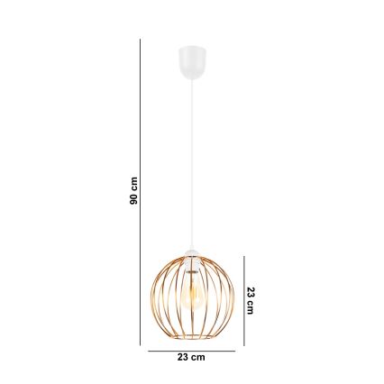 Ljuskrona med upphängningsrem MATT 1xE27/60W/230V vit/koppar