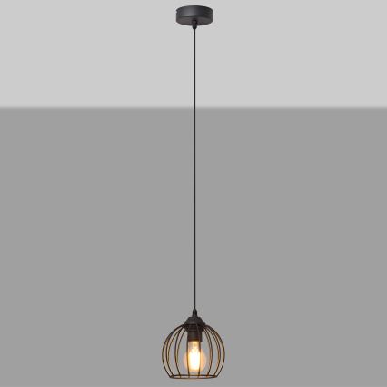Ljuskrona med upphängningsrem MERCURE 1xE27/15W/230V diameter 16 cm svart