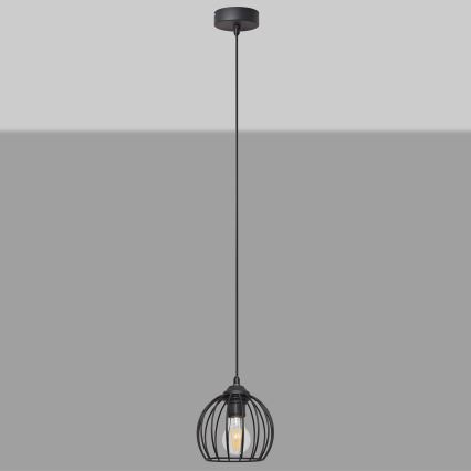 Ljuskrona med upphängningsrem MERCURE 1xE27/15W/230V diameter 16 cm svart
