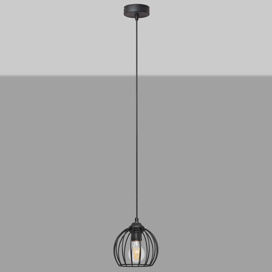 Ljuskrona med upphängningsrem MERCURE 1xE27/15W/230V diameter 16 cm svart