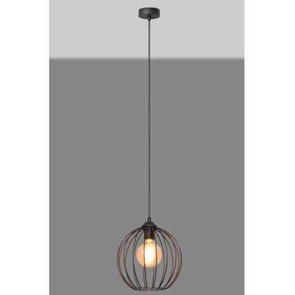 Ljuskrona med upphängningsrem MERCURE 1xE27/15W/230V diameter 24 cm svart