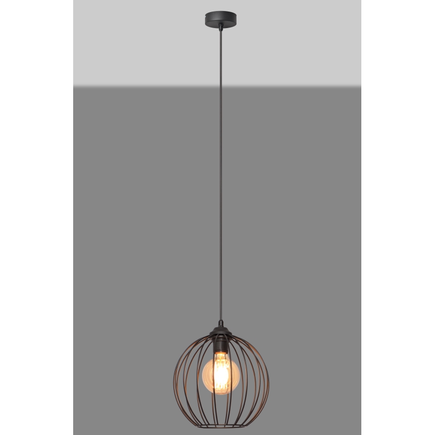Ljuskrona med upphängningsrem MERCURE 1xE27/15W/230V diameter 24 cm svart