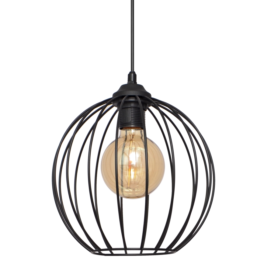 Ljuskrona med upphängningsrem MERCURE 1xE27/15W/230V diameter 24 cm svart