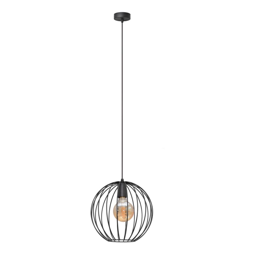 Ljuskrona med upphängningsrem MERCURE 1xE27/15W/230V diameter 30 cm svart
