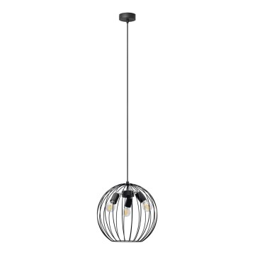 Ljuskrona med upphängningsrem MERCURE 3xE27/15W/230V diameter 40 cm svart