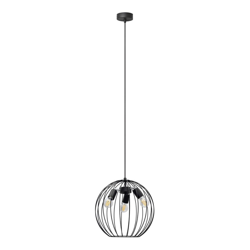 Ljuskrona med upphängningsrem MERCURE 3xE27/15W/230V diameter 40 cm svart