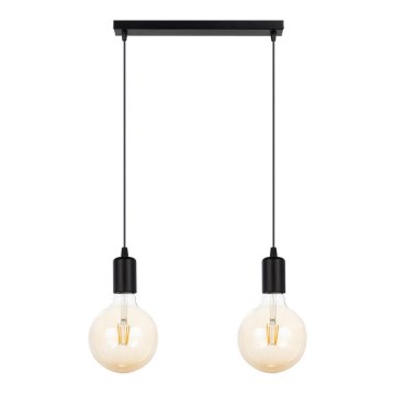 Ljuskrona med upphängningsrem MIROS 2xE27/60W/230V svart