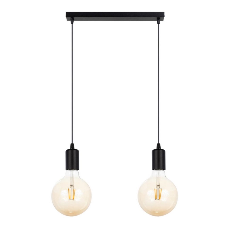 Ljuskrona med upphängningsrem MIROS 2xE27/60W/230V svart