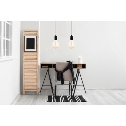 Ljuskrona med upphängningsrem MIROS 2xE27/60W/230V svart