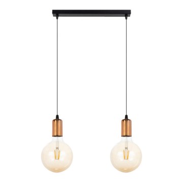 Ljuskrona med upphängningsrem MIROS 2xE27/60W/230V svart/koppar