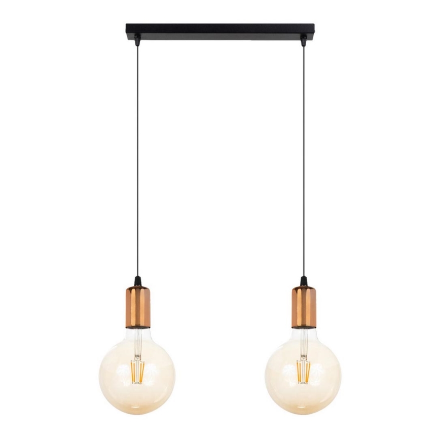 Ljuskrona med upphängningsrem MIROS 2xE27/60W/230V svart/koppar