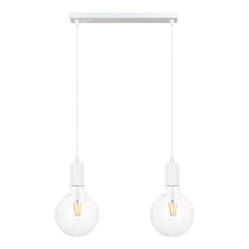 Ljuskrona med upphängningsrem MIROS 2xE27/60W/230V vit