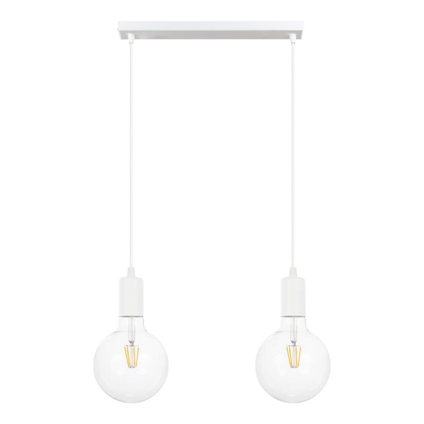 Ljuskrona med upphängningsrem MIROS 2xE27/60W/230V vit
