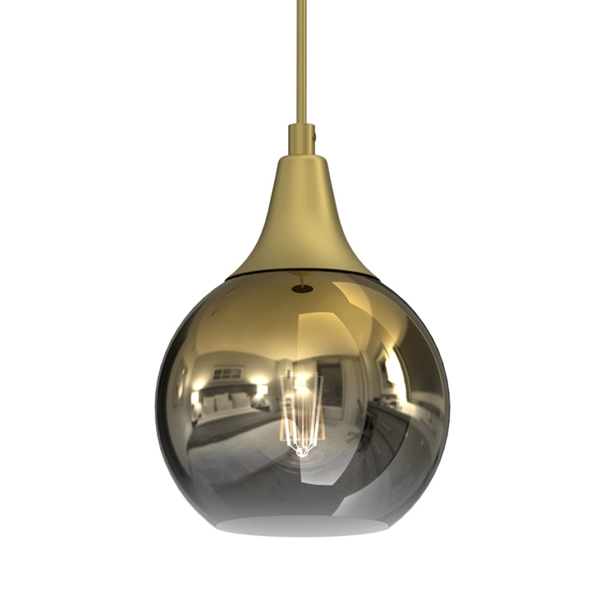 Ljuskrona med upphängningsrem MONTE 1xE27/60W/230V d. 15 cm guld