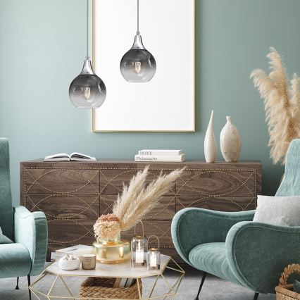 Ljuskrona med upphängningsrem MONTE 1xE27/60W/230V d. 15 cm matt krom