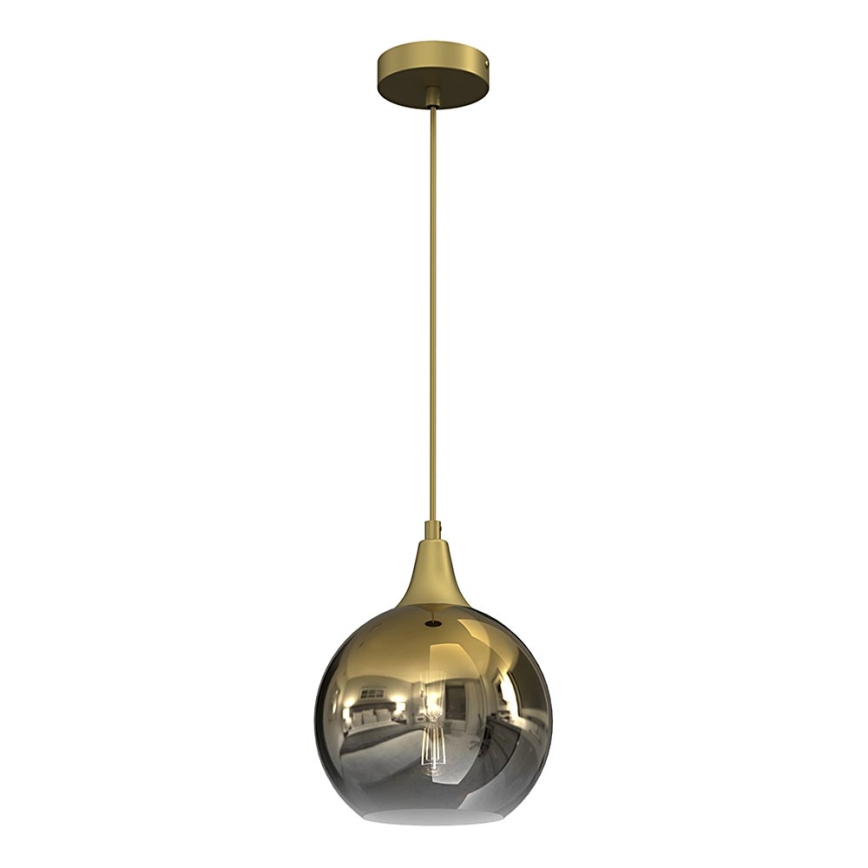 Ljuskrona med upphängningsrem MONTE 1xE27/60W/230V diameter 20 cm gyllene