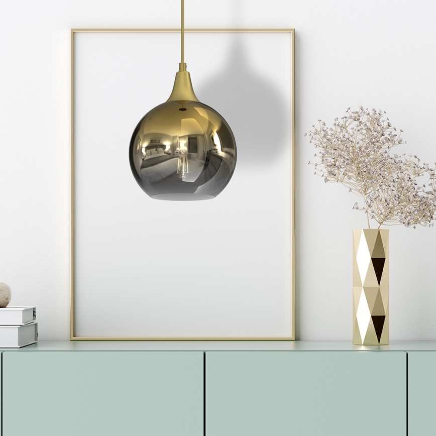 Ljuskrona med upphängningsrem MONTE 1xE27/60W/230V diameter 20 cm gyllene