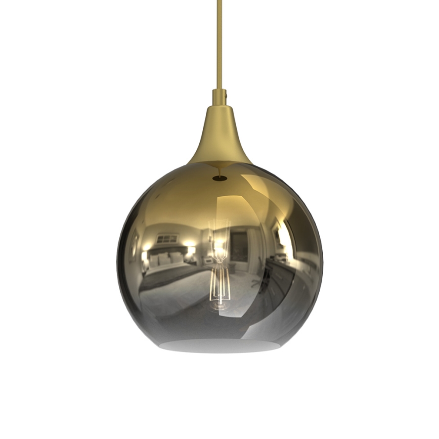 Ljuskrona med upphängningsrem MONTE 1xE27/60W/230V diameter 20 cm gyllene