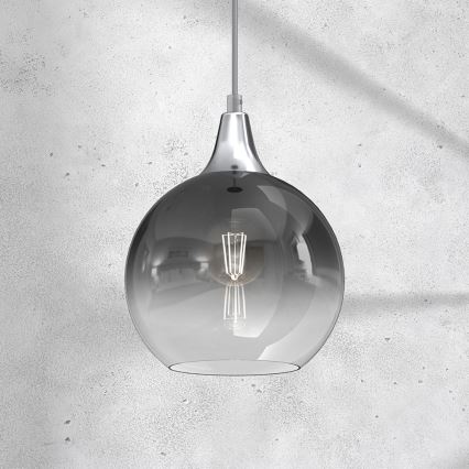 Ljuskrona med upphängningsrem MONTE 1xE27/60W/230V diameter 20 cm matt krom