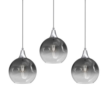 Ljuskrona med upphängningsrem MONTE 3xE27/60W/230V d. 20 cm matt krom
