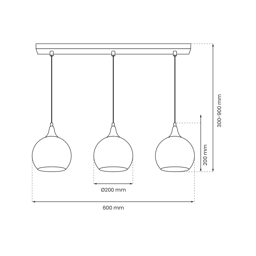 Ljuskrona med upphängningsrem MONTE 3xE27/60W/230V d. 20 cm matt krom