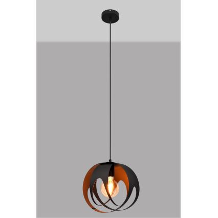 Ljuskrona med upphängningsrem MOONLIGHT 1xE27/15W/230V svart