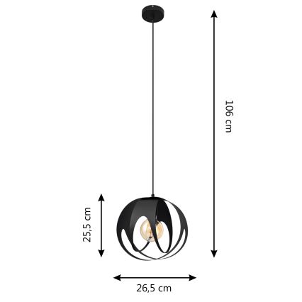 Ljuskrona med upphängningsrem MOONLIGHT 1xE27/15W/230V svart