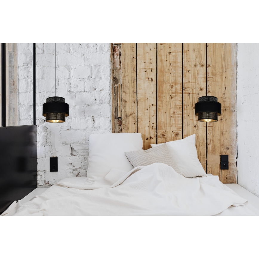 Ljuskrona med upphängningsrem NESS 1xE27/60W/230V svart